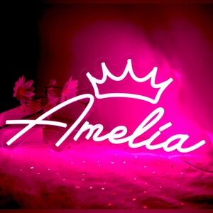 Large Amelia Name Neon Sign for Wall Decor,LED Name Amelia Neon light 16.1 * 8.5